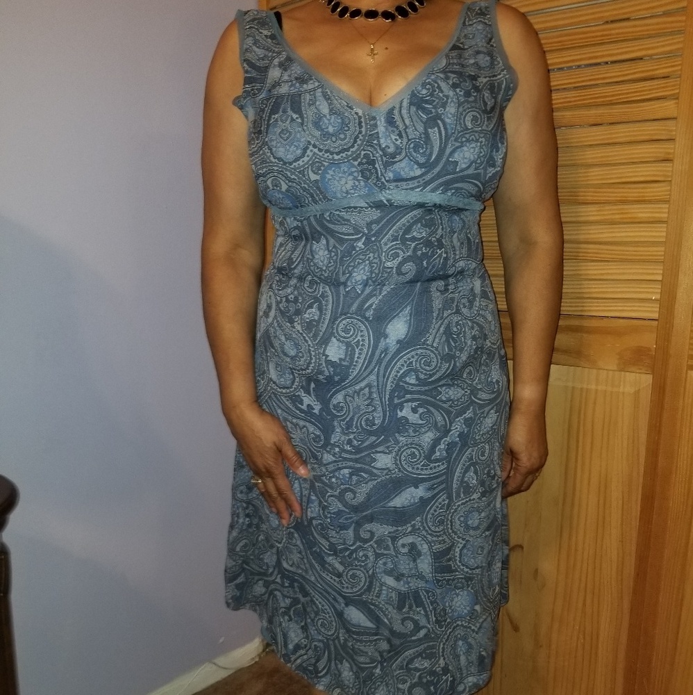 Blue 90's style paisley print dress